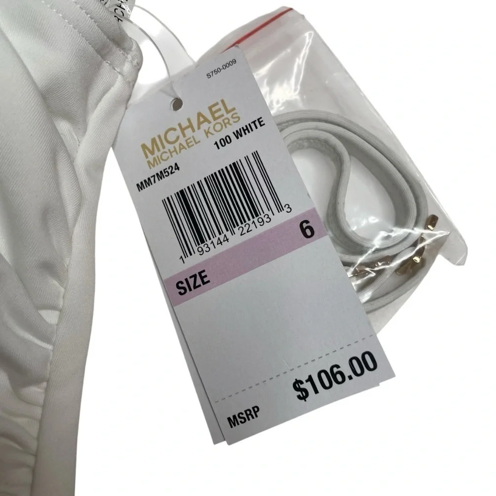 MICHAEL Michael Kors One Shoulder Underwire One Piece Swimsuit White Size 6 New